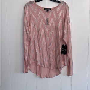 NWT Almost Famous pink/ metallic silver sweater